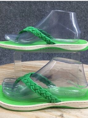 Sperry Top Siders Women's Braided Strap Flip Flops in Bright Green